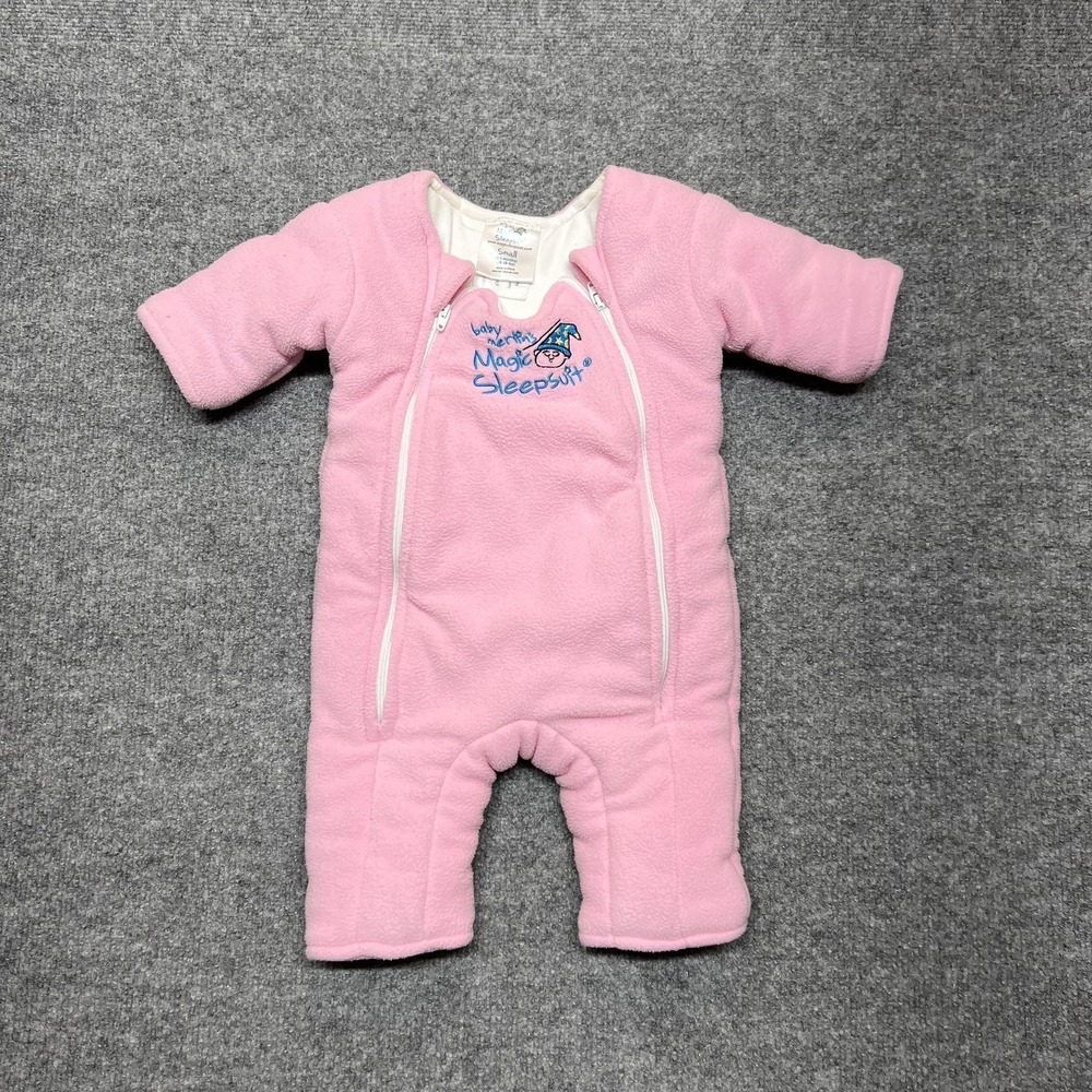 Baby Merlin's Magic Sleepsuit One Piece Girls 3-6 Months Pink Fleece Zip Swaddle